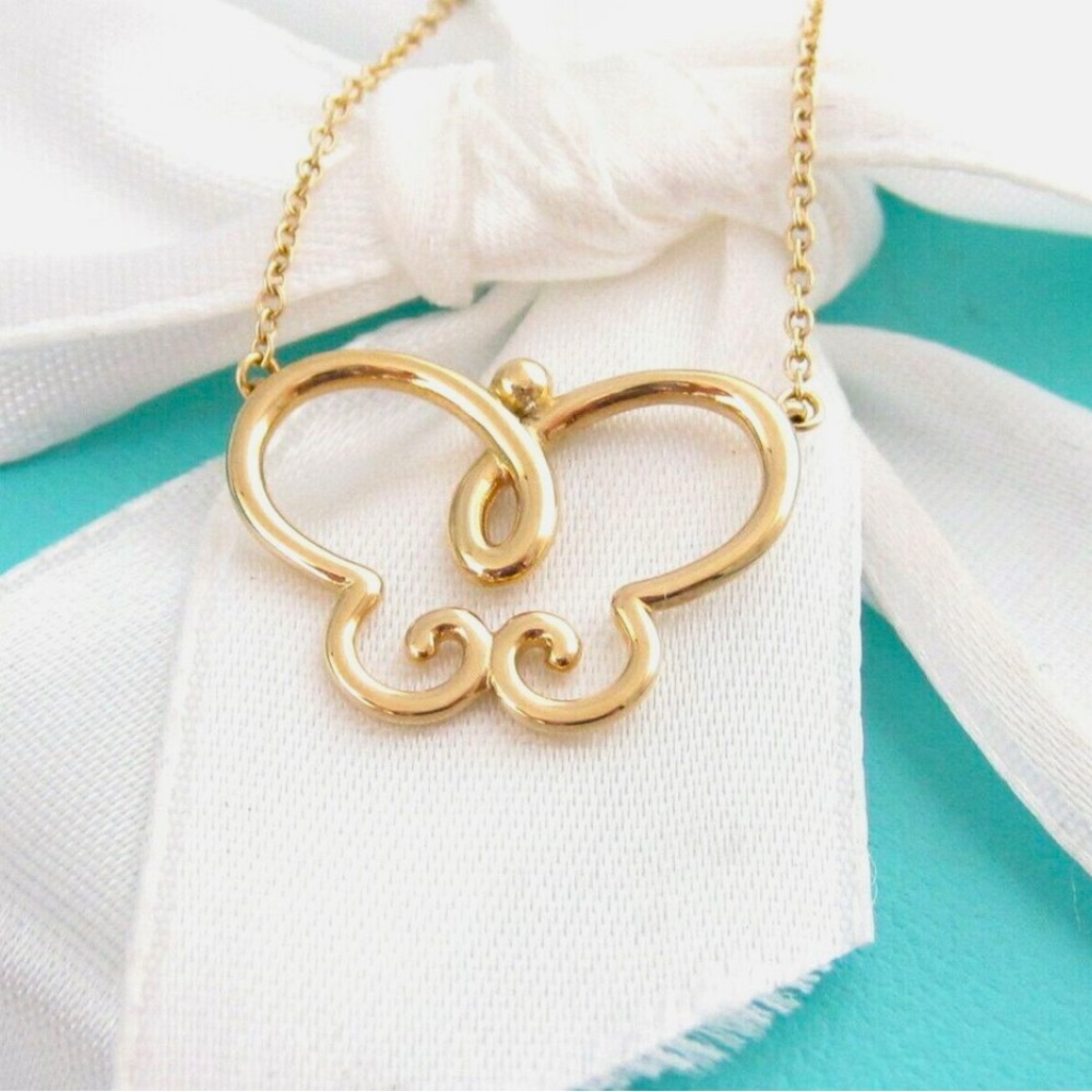 New Tiffany & Co 18K Yellow Gold Butterfly Picasso Pendant Necklace